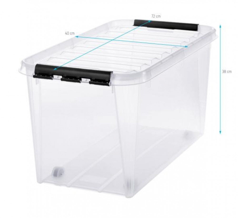Låda med Hjul, SMARTSTORE 70L, CLASSIC, XXL, 72 x 40 x H 38 cm, Transparent / Svart i gruppen Förvaring / Förvaringslådor hos SmartaSaker.se (41797)