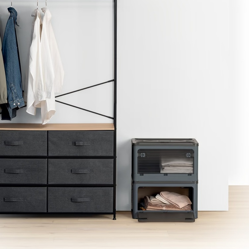 Låda med Hjul, Stapelbar, MOBILE FOLDING BOX, 51,5 x 36 x H 30 cm, Mörkgrå i gruppen Förvaring / Hallförvaring hos SmartaSaker.se (41801)