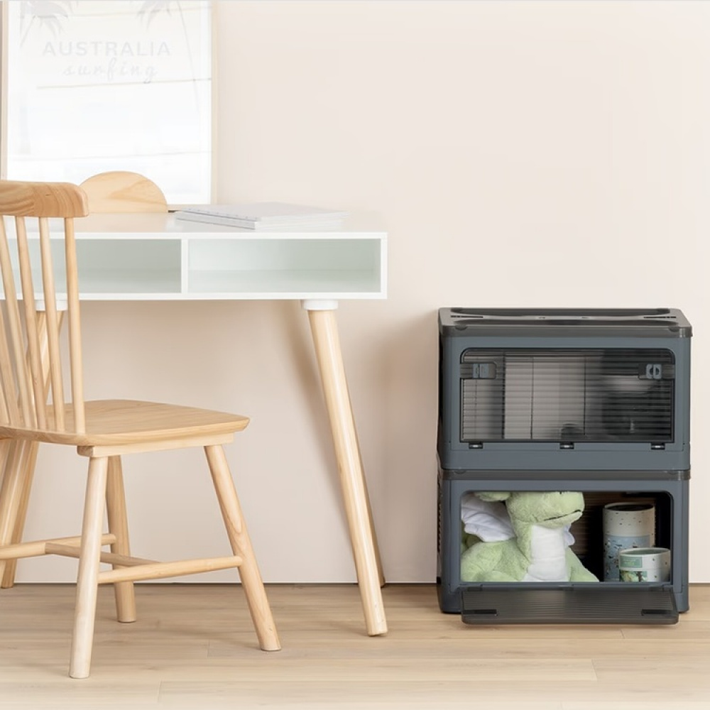 Låda med Hjul, Stapelbar, MOBILE FOLDING BOX, 51,5 x 36 x H 30 cm, Mörkgrå i gruppen Förvaring / Hallförvaring hos SmartaSaker.se (41801)