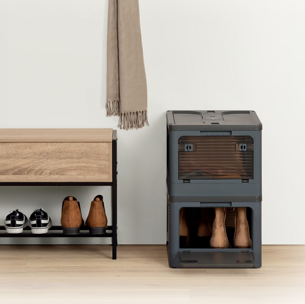 Låda med Hjul, Stapelbar, MOBILE FOLDING BOX, 51,5 x 36 x H 30 cm, Mörkgrå i gruppen Förvaring / Hallförvaring hos SmartaSaker.se (41801)