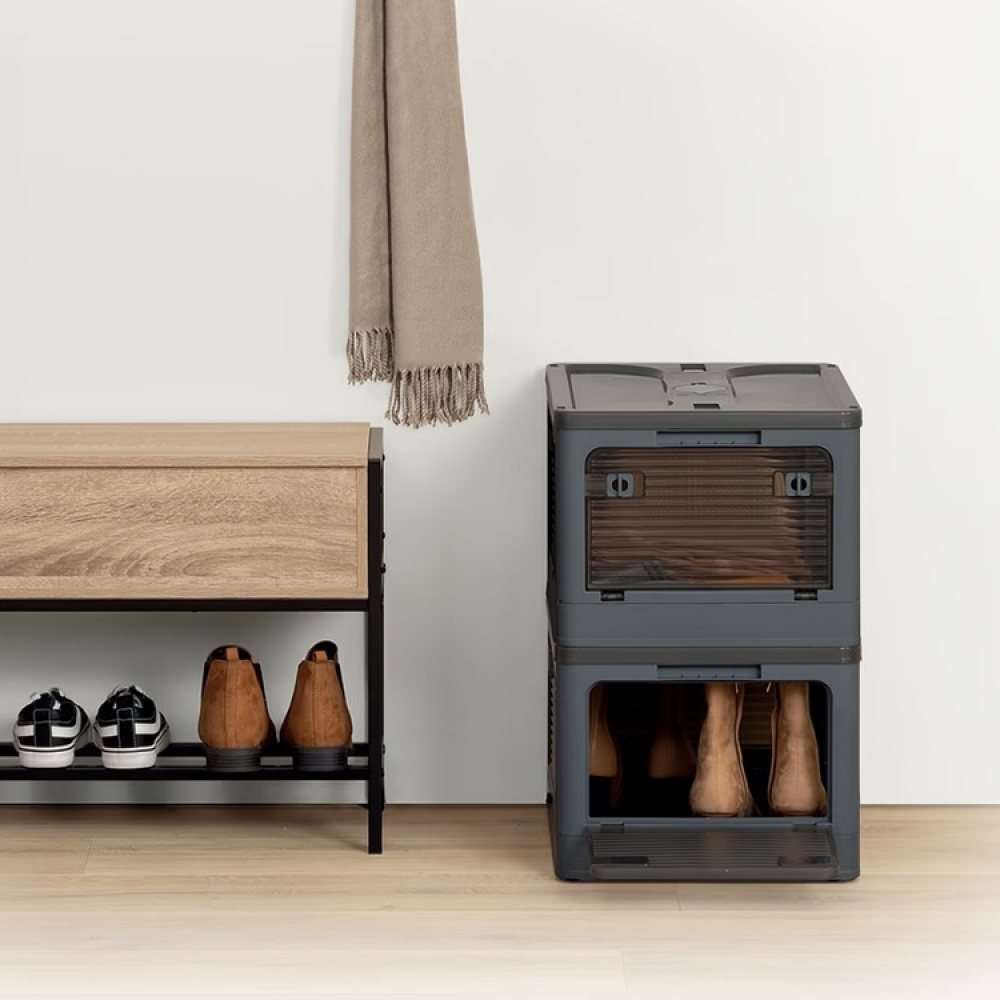 Låda med Hjul, Stapelbar, MOBILE FOLDING BOX, 51,5 x 36 x H 30 cm, Mörkgrå i gruppen Förvaring / Hallförvaring hos SmartaSaker.se (41801)