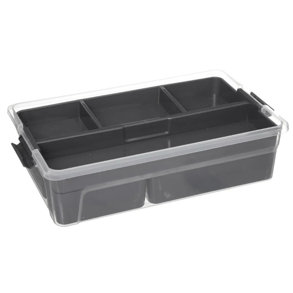 Låda med insats och burkar för sortering, EZY SORT IT DOUBLE, 35,5 x 22,5 x H 10 cm, Transparent / Grå i gruppen Förvaring / Förvaringslådor hos SmartaSaker.se (41803)