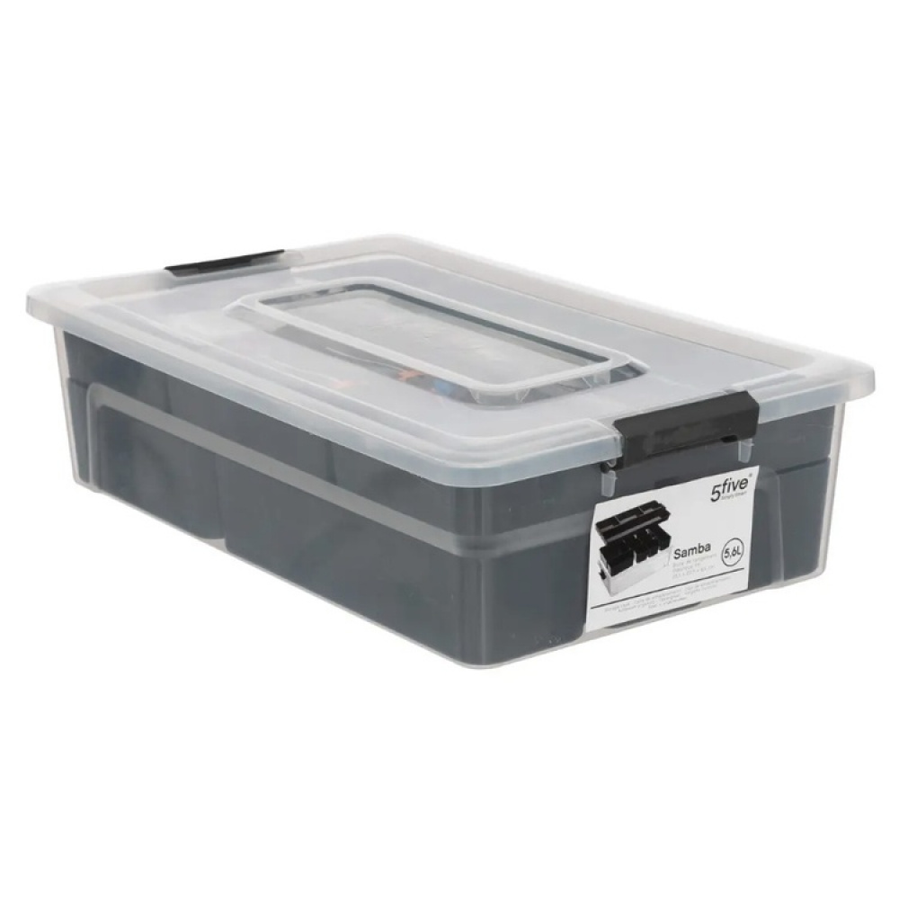 Låda med insats och burkar för sortering, EZY SORT IT DOUBLE, 35,5 x 22,5 x H 10 cm, Transparent / Grå i gruppen Förvaring / Förvaringslådor hos SmartaSaker.se (41803)