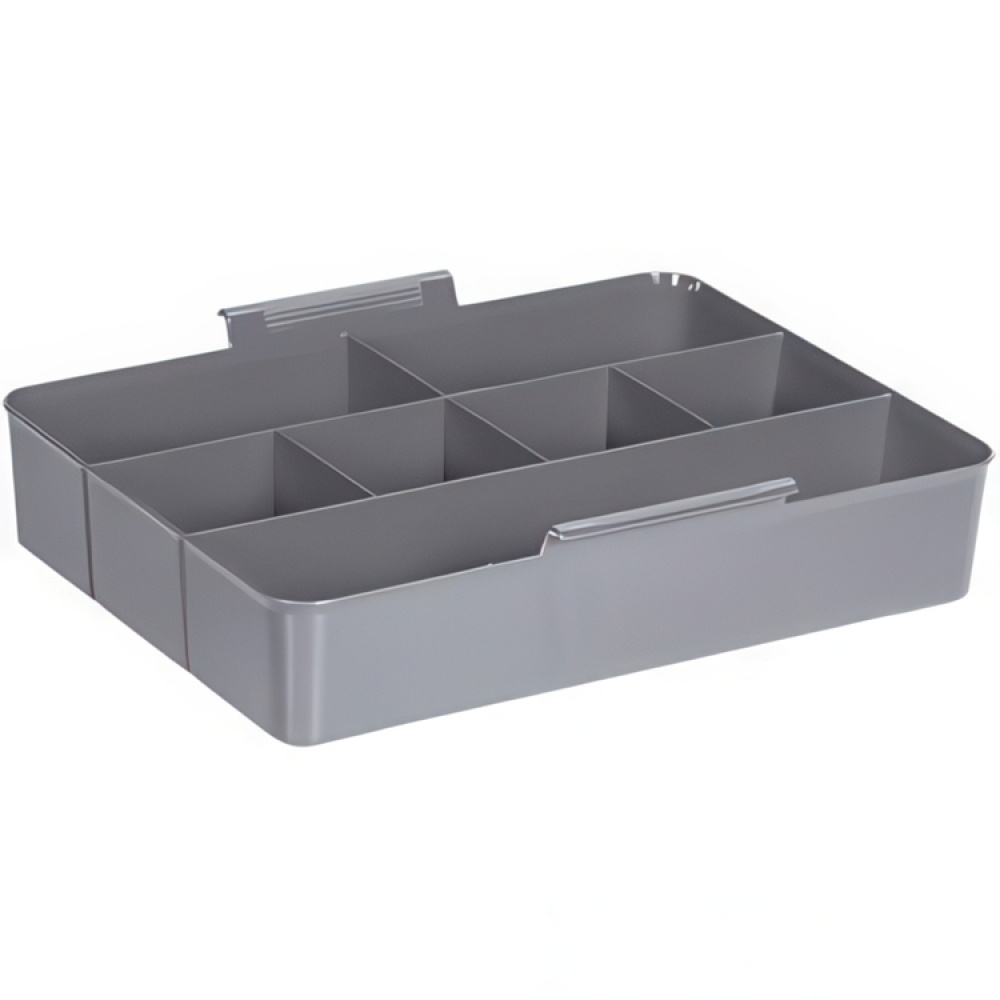 Låda med insats och handtag, 15 Liter, Q-LINE MULTIBOX, 40 x 30 x H 18 cm, Klar / Silvergrå i gruppen Förvaring / Förvaringslådor hos SmartaSaker.se (41804)