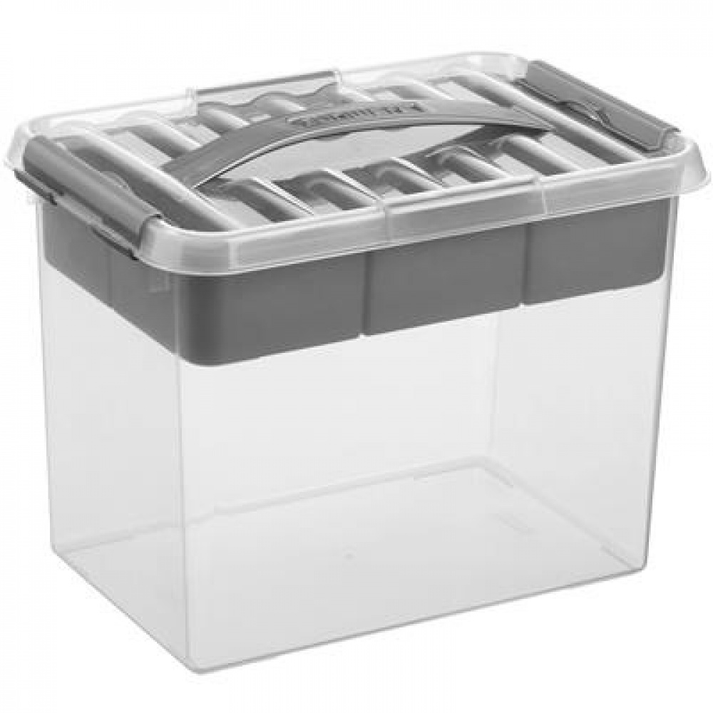 Låda med insats och handtag, 9 Liter, Q-LINE MULTIBOX, 30,7 x 20 x H 22,3 cm Klar / Silvergrå i gruppen Förvaring / Förvaringslådor / Småförvaring hos SmartaSaker.se (41806)