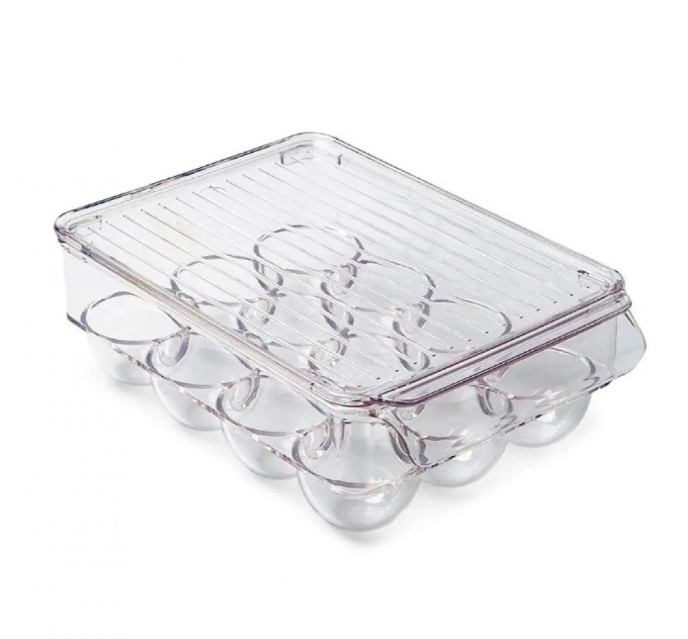 Låda med lock för 12 Ägg, PULLZ SMALL EGG BIN , 22 x 16 x H 8 cm, Transparent i gruppen Förvaring / Köksförvaring / Kylskåpsförvaring hos SmartaSaker.se (41808)