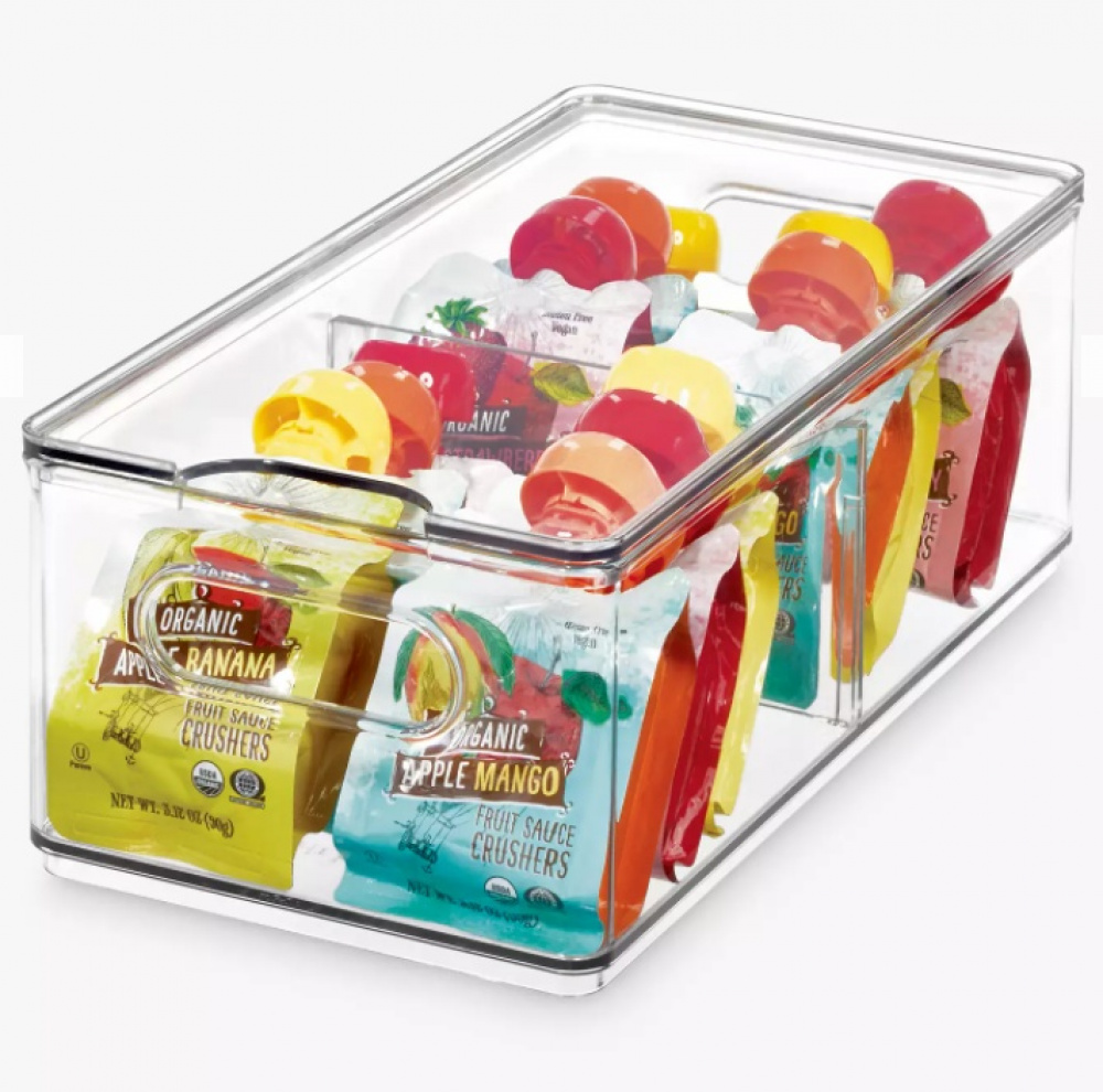 Låda med lock och avdelare, THE HOME EDIT DIVIDED BIN, 15,2 x 30,5 x H 10,8 cm, Transparent i gruppen Förvaring / Köksförvaring / Kylskåpsförvaring hos SmartaSaker.se (41810)