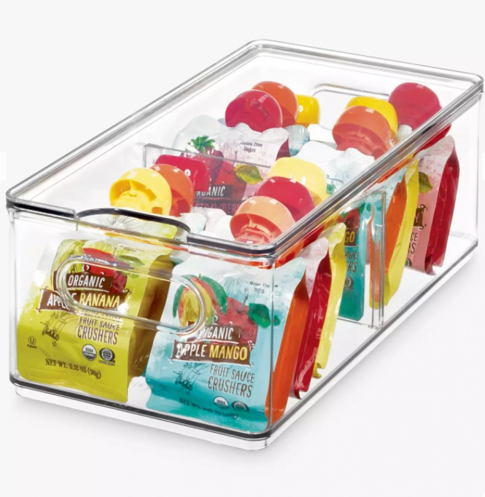Låda med lock och avdelare, THE HOME EDIT DIVIDED BIN, 15,2 x 30,5 x H 10,8 cm, Transparent i gruppen Förvaring / Köksförvaring / Kylskåpsförvaring hos SmartaSaker.se (41810)