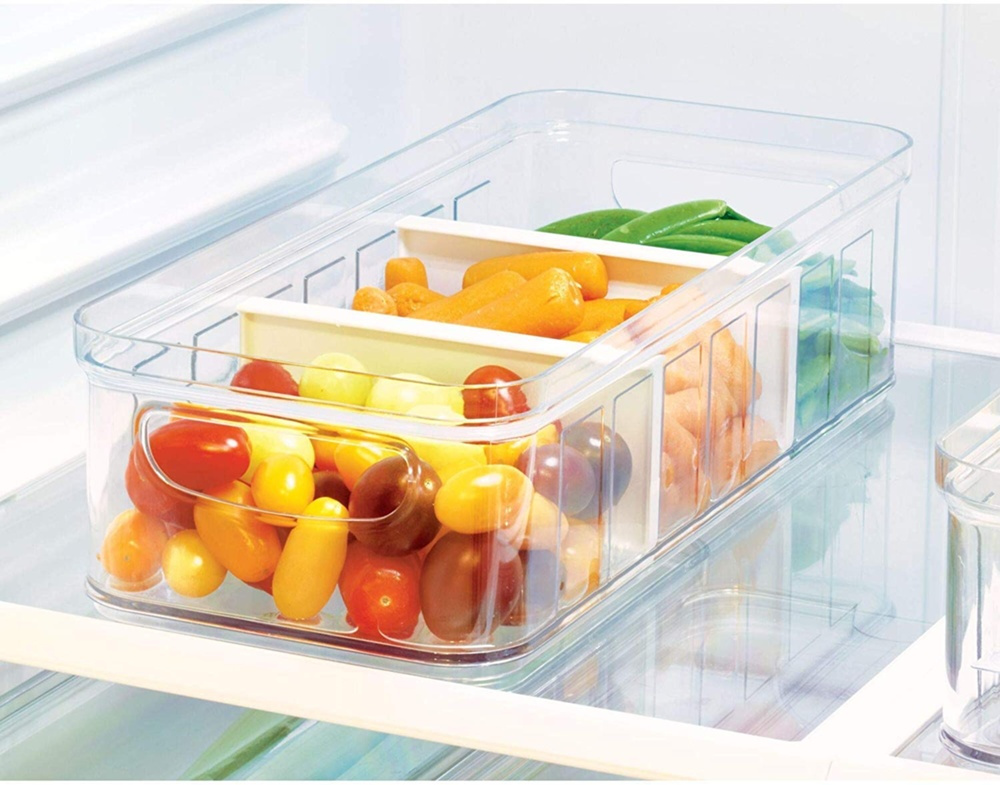 Låda med lock och avdelare, CRISP DIVIDED BIN, 16,5 x 38,1 x H 9,5, Klar i gruppen Förvaring / Köksförvaring / Kylskåpsförvaring hos SmartaSaker.se (41811)