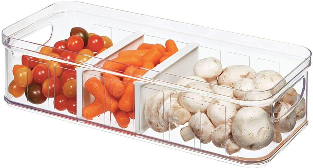 Låda med lock och avdelare, CRISP DIVIDED BIN, 16,5 x 38,1 x H 9,5, Klar i gruppen Förvaring / Köksförvaring / Kylskåpsförvaring hos SmartaSaker.se (41811)