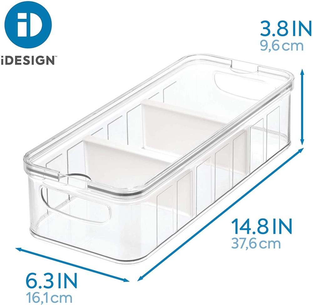 Låda med lock och avdelare, CRISP DIVIDED BIN, 16,5 x 38,1 x H 9,5, Klar i gruppen Förvaring / Köksförvaring / Kylskåpsförvaring hos SmartaSaker.se (41811)