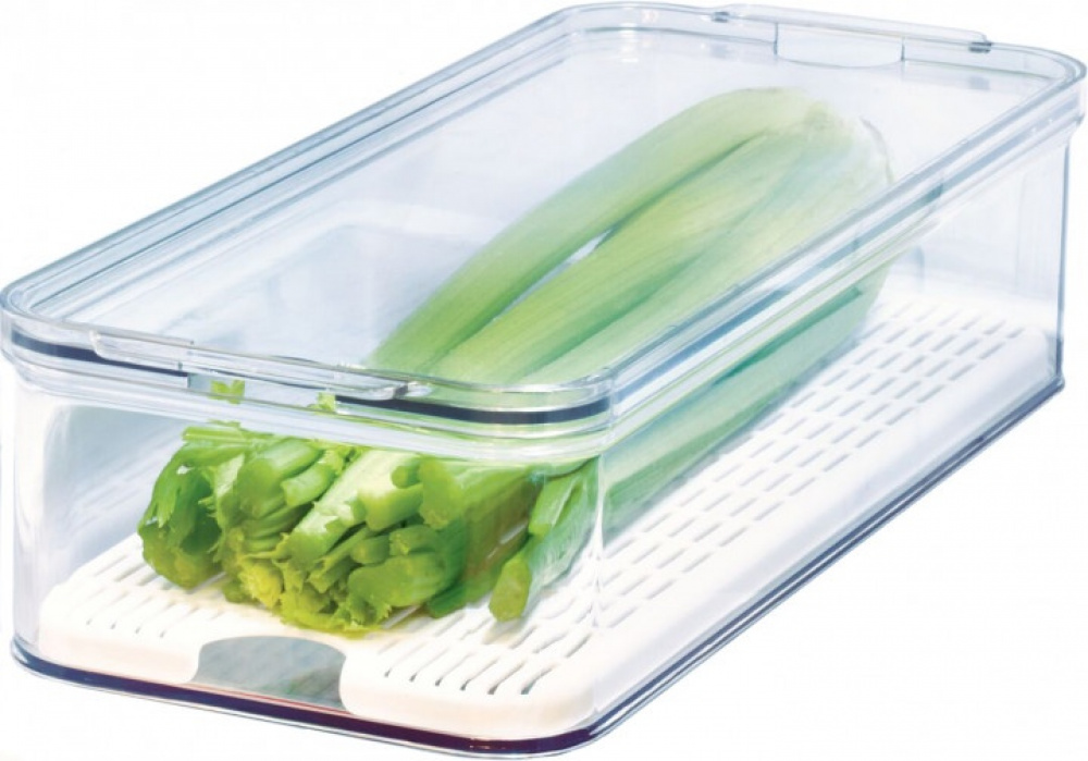 Låda med lock och bricka, CRISP PRODUCE BIN, 16,5 x 40 x H 9,5 cm, Klar i gruppen Förvaring / Köksförvaring / Kylskåpsförvaring hos SmartaSaker.se (41812)