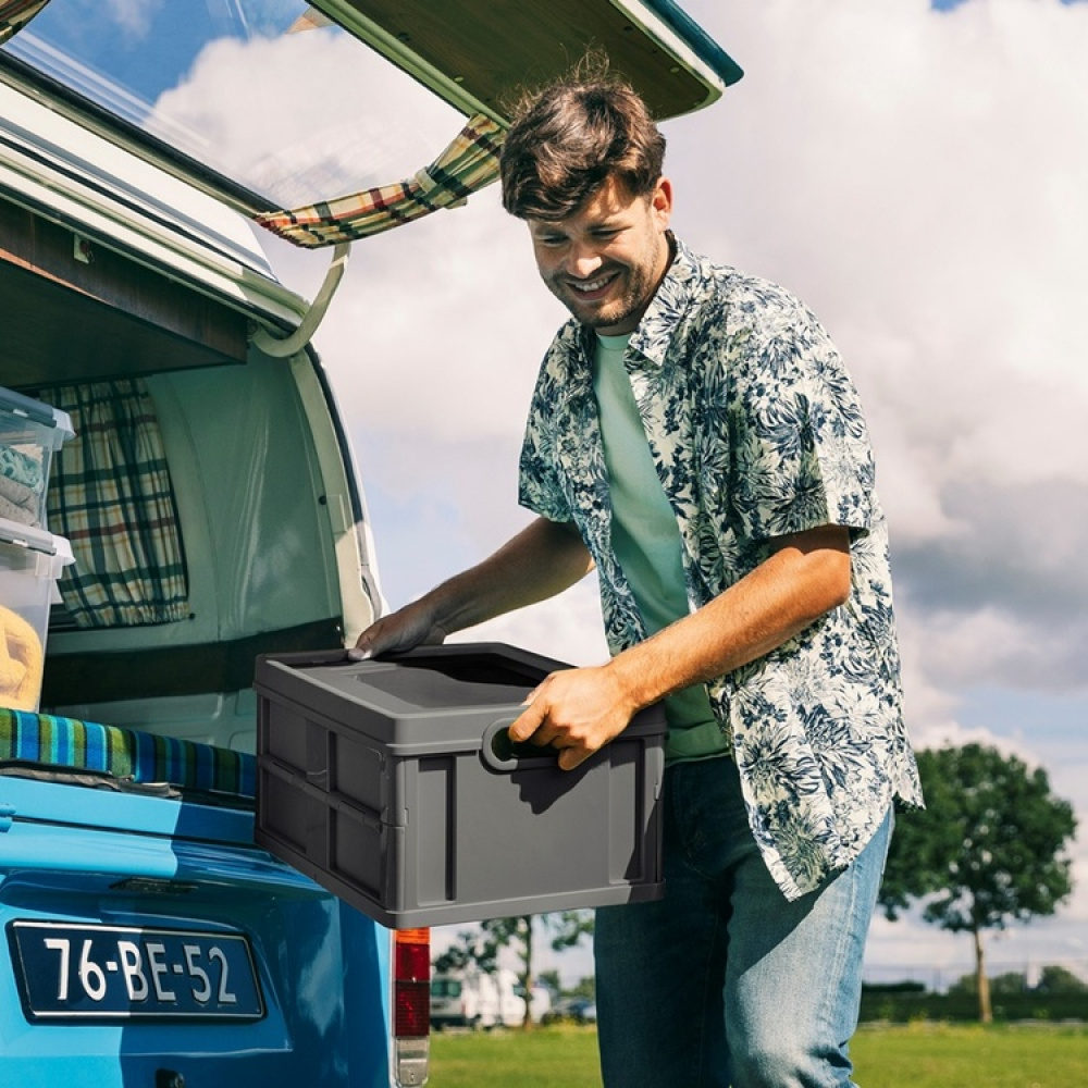 Låda med lock, Hopfällbar, 32 Liter, CLOSED FOLDING BOX, 49 x 36 x 24,5 cm, Mörkgrå i gruppen Förvaring / Förråd- och garageförvaring / Korgar och hinkar hos SmartaSaker.se (41813)