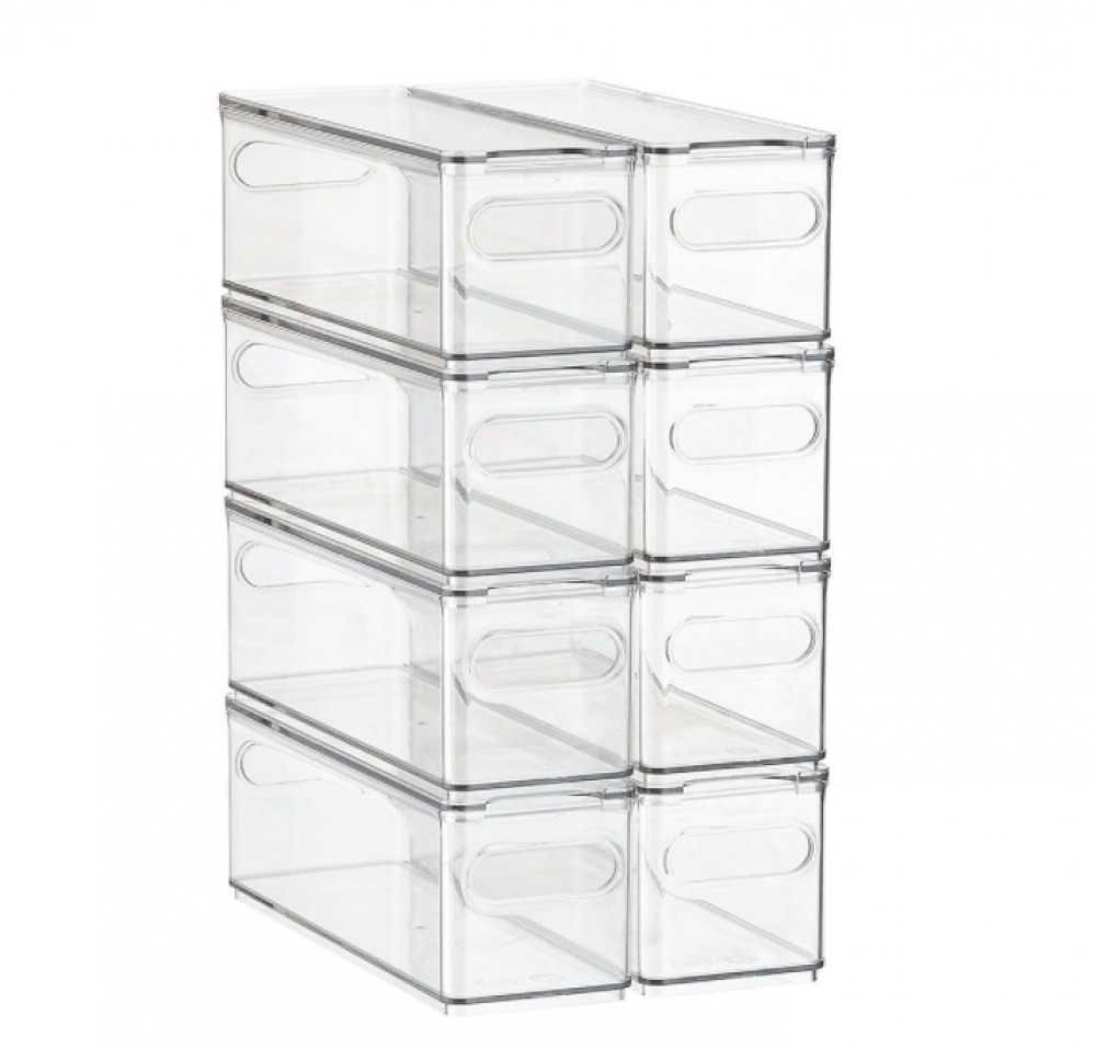 Låda med lock, Långsmal, THE HOME EDIT NARROW BIN, 10,2 x 30,5 x H 10,8 cm, Transparent i gruppen Förvaring / Köksförvaring / Kylskåpsförvaring hos SmartaSaker.se (41814)