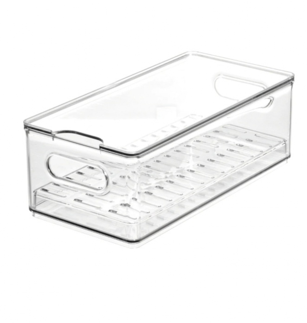 Låda med lock, THE HOME EDIT VEGGIE BIN, 15,2 x 30,5 x H10,8 cm, Transparent i gruppen Förvaring / Köksförvaring / Kylskåpsförvaring hos SmartaSaker.se (41816)