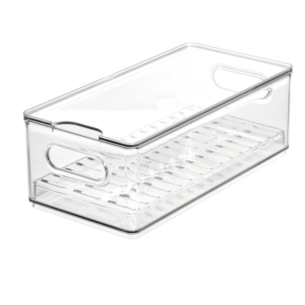 Låda med lock, THE HOME EDIT VEGGIE BIN, 15,2 x 30,5 x H10,8 cm, Transparent i gruppen Förvaring / Köksförvaring / Kylskåpsförvaring hos SmartaSaker.se (41816)