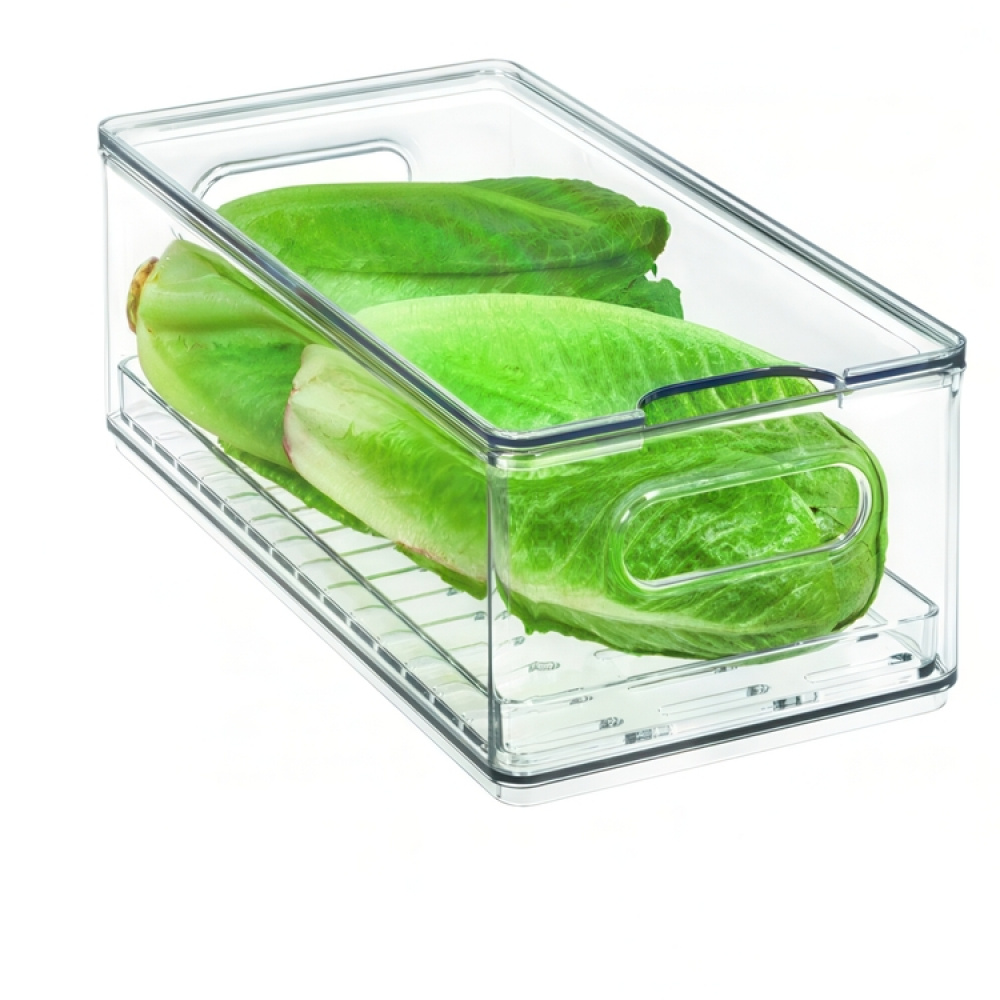 Låda med lock, THE HOME EDIT VEGGIE BIN, 15,2 x 30,5 x H10,8 cm, Transparent i gruppen Förvaring / Köksförvaring / Kylskåpsförvaring hos SmartaSaker.se (41816)