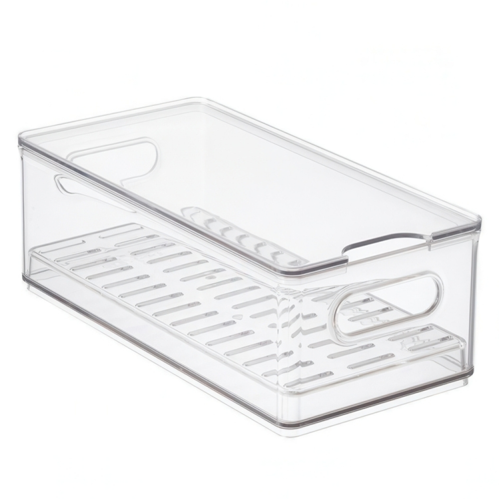 Låda med lock, THE HOME EDIT VEGGIE BIN, 15,2 x 30,5 x H10,8 cm, Transparent i gruppen Förvaring / Köksförvaring / Kylskåpsförvaring hos SmartaSaker.se (41816)