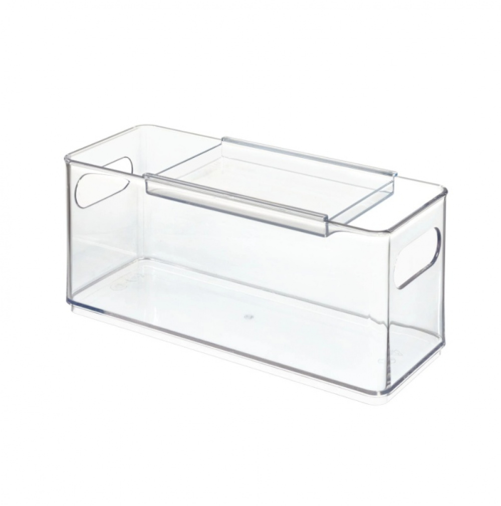 Låda med skjutbart lock, THE HOME EDIT HAIR ACCESSORY BIN, 10,2 x 25,4 x H 10,8 cm, Transparent i gruppen Förvaring / Badrumsförvaring hos SmartaSaker.se (41817)