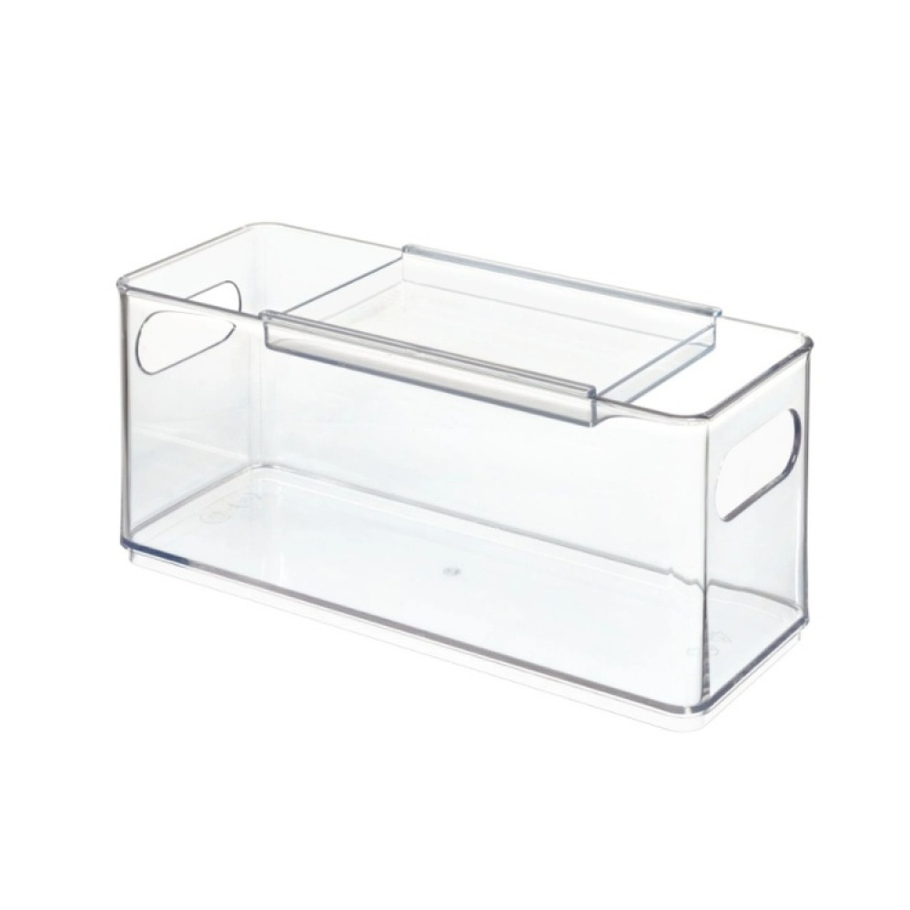 Låda med skjutbart lock, THE HOME EDIT HAIR ACCESSORY BIN, 10,2 x 25,4 x H 10,8 cm, Transparent i gruppen Förvaring / Badrumsförvaring hos SmartaSaker.se (41817)
