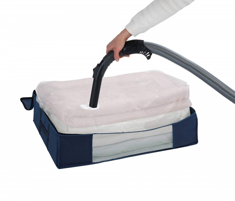 Låda med vakuumpåse, SOFT BOX AIR, MEDIUM, 65 x 50 x H15 cm, blå i gruppen Förvaring / Garderobsförvaring / Vakuumförvaring / Lådor med vakuumpåsar hos SmartaSaker.se (41824)