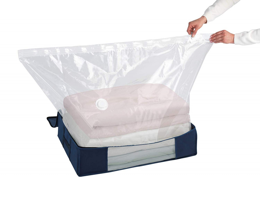 Låda med vakuumpåse, SOFT BOX AIR, MEDIUM, 65 x 50 x H15 cm, blå i gruppen Förvaring / Garderobsförvaring / Vakuumförvaring / Lådor med vakuumpåsar hos SmartaSaker.se (41824)