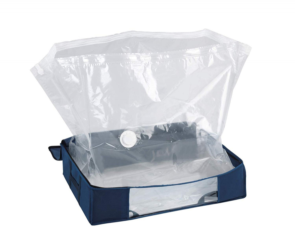 Låda med vakuumpåse, SOFT BOX AIR, MEDIUM, 65 x 50 x H15 cm, blå i gruppen Förvaring / Garderobsförvaring / Vakuumförvaring / Lådor med vakuumpåsar hos SmartaSaker.se (41824)