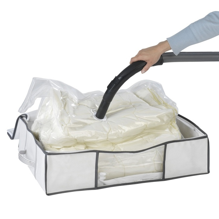 Låda med vakuumpåse, SOFT BOX, MEDIUM, 65 x 50 x H 15 cm, Vit i gruppen Förvaring / Garderobsförvaring / Vakuumförvaring / Lådor med vakuumpåsar hos SmartaSaker.se (41825)