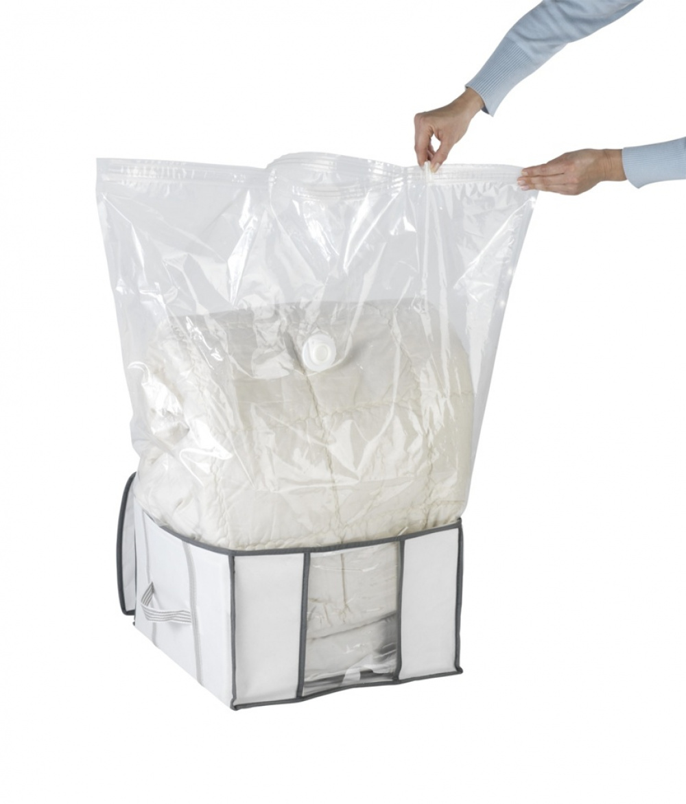 Låda med vakuumpåse, SOFT BOX, SMALL, 42 x 40 x H 25 cm, Vit i gruppen Förvaring / Garderobsförvaring / Vakuumförvaring / Lådor med vakuumpåsar hos SmartaSaker.se (41826)