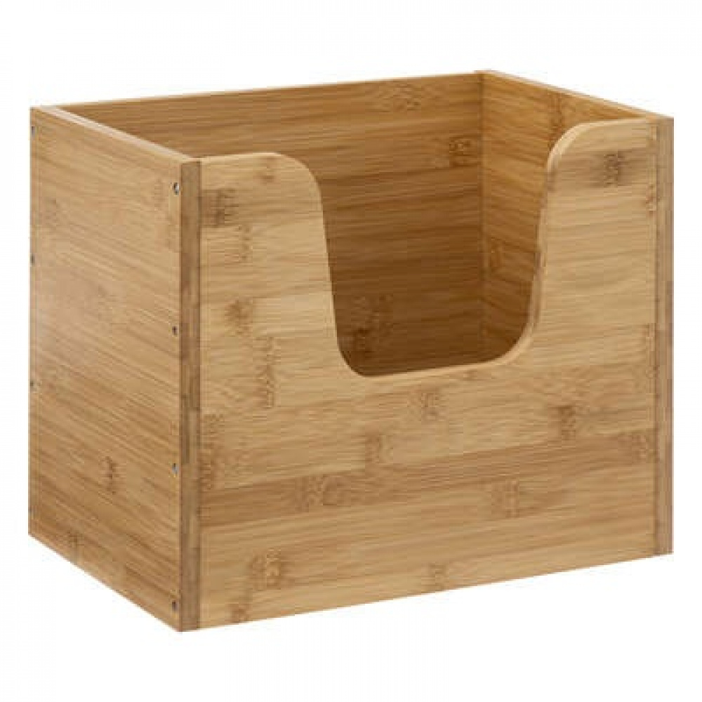 Låda med öppen front, Stapelbar, STACK LARGE BAMBOO BASKET, 31,5 x 21,5 x H 26,5 cm, Natur i gruppen Förvaring / Förvaringslådor hos SmartaSaker.se (41830)