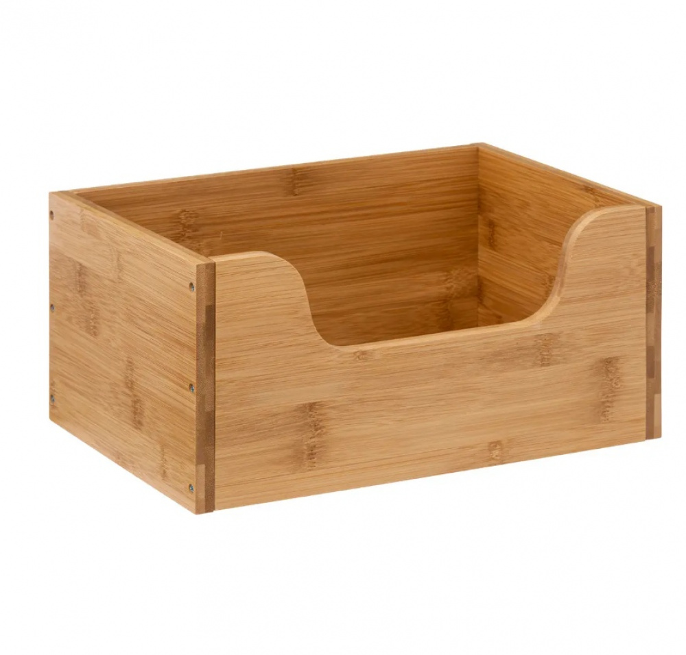 Låda med öppen front, Stapelbar, STACK SMALL BAMBOO BASKET, 31,5 x 21,5 x H 15 cm, Natur i gruppen Förvaring / Köksförvaring / Organisera köksskåp hos SmartaSaker.se (41831)