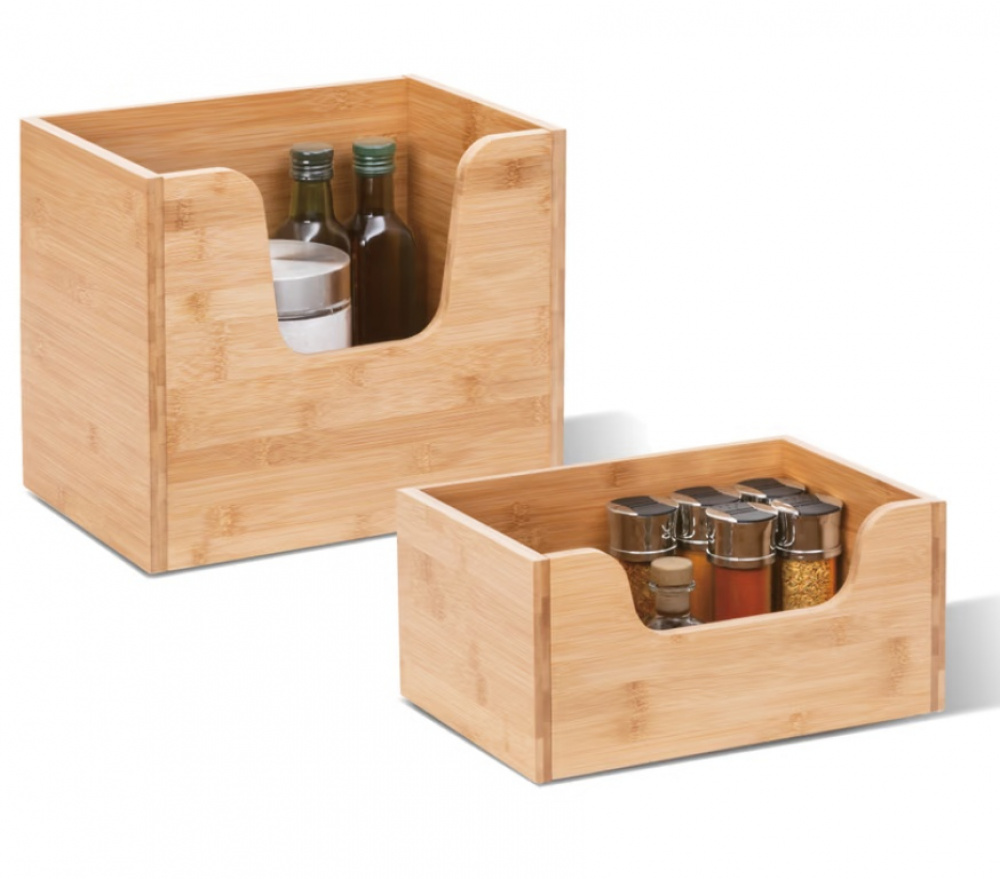 Låda med öppen front, Stapelbar, STACK SMALL BAMBOO BASKET, 31,5 x 21,5 x H 15 cm, Natur i gruppen Förvaring / Köksförvaring / Organisera köksskåp hos SmartaSaker.se (41831)