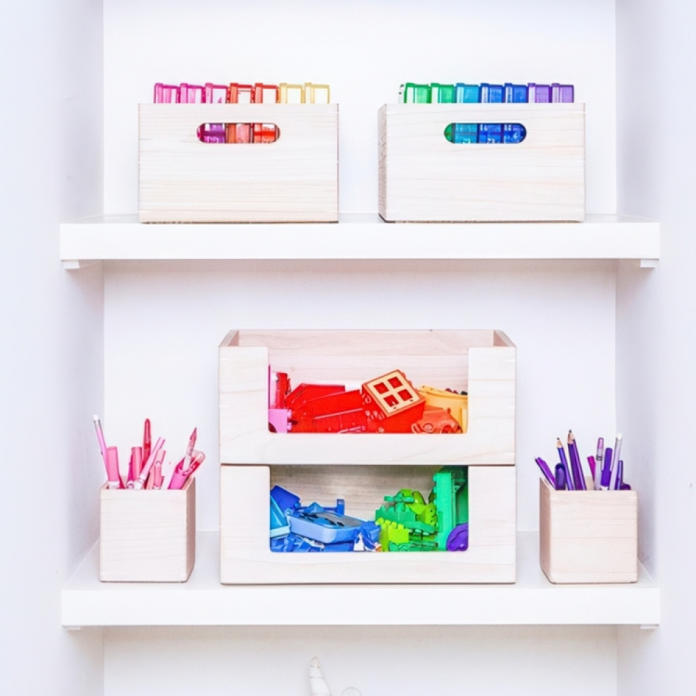 Låda med öppen front, THE HOME EDIT LARGE OPEN FRONT ECO WOOD BIN, 38,1 x 25,4 x H15,2 cm i gruppen Förvaring / Förvaringslådor hos SmartaSaker.se (41834)