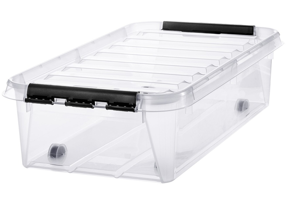 Låda Under Sängen med Hjul, SMARTSTORE 30L, CLASSIC, 72 x 40 x H19 cm, Transparent / Svart i gruppen Förvaring / Sovrumsförvaring / Under sängen-förvaring hos SmartaSaker.se (41837)