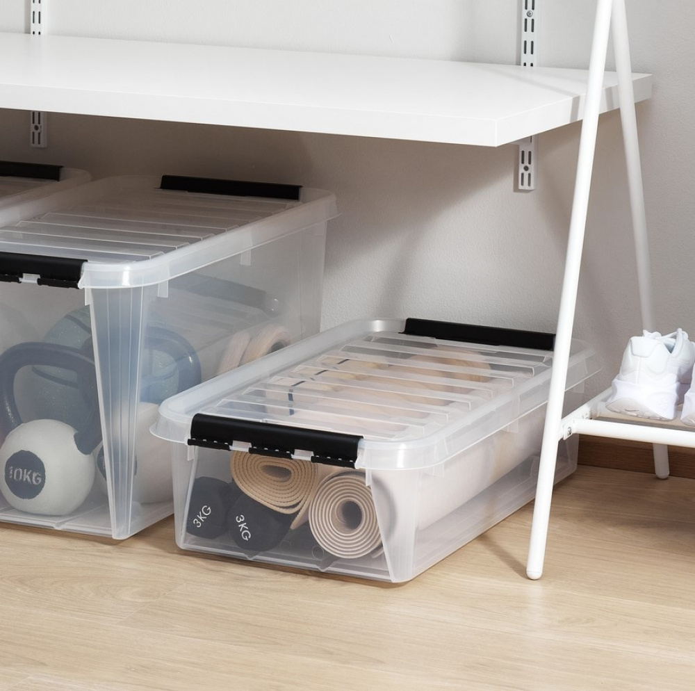 Låda Under Sängen med Hjul, SMARTSTORE 30L, CLASSIC, 72 x 40 x H19 cm, Transparent / Svart i gruppen Förvaring / Sovrumsförvaring / Under sängen-förvaring hos SmartaSaker.se (41837)