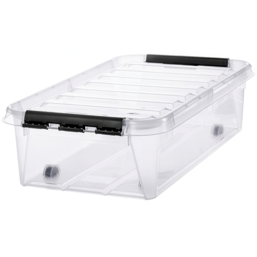 Låda Under Sängen med Hjul, SMARTSTORE 30L, CLASSIC, 72 x 40 x H19 cm, Transparent / Svart i gruppen Förvaring / Sovrumsförvaring / Under sängen-förvaring hos SmartaSaker.se (41837)
