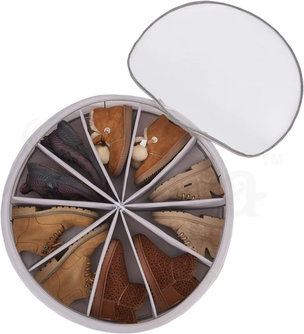 Låda under sängen med stålram, Rund, UNDER BED WHEEL, Ø 74 H 15,5 cm, Grå i gruppen Förvaring / Sovrumsförvaring / Under sängen-förvaring hos SmartaSaker.se (41839)