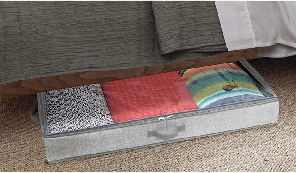 Låda under sängen, hård kant, ALDO UNDER BED, 91 x 53 x H 13 cm, Grå i gruppen Förvaring / Sovrumsförvaring / Under sängen-förvaring hos SmartaSaker.se (41841)