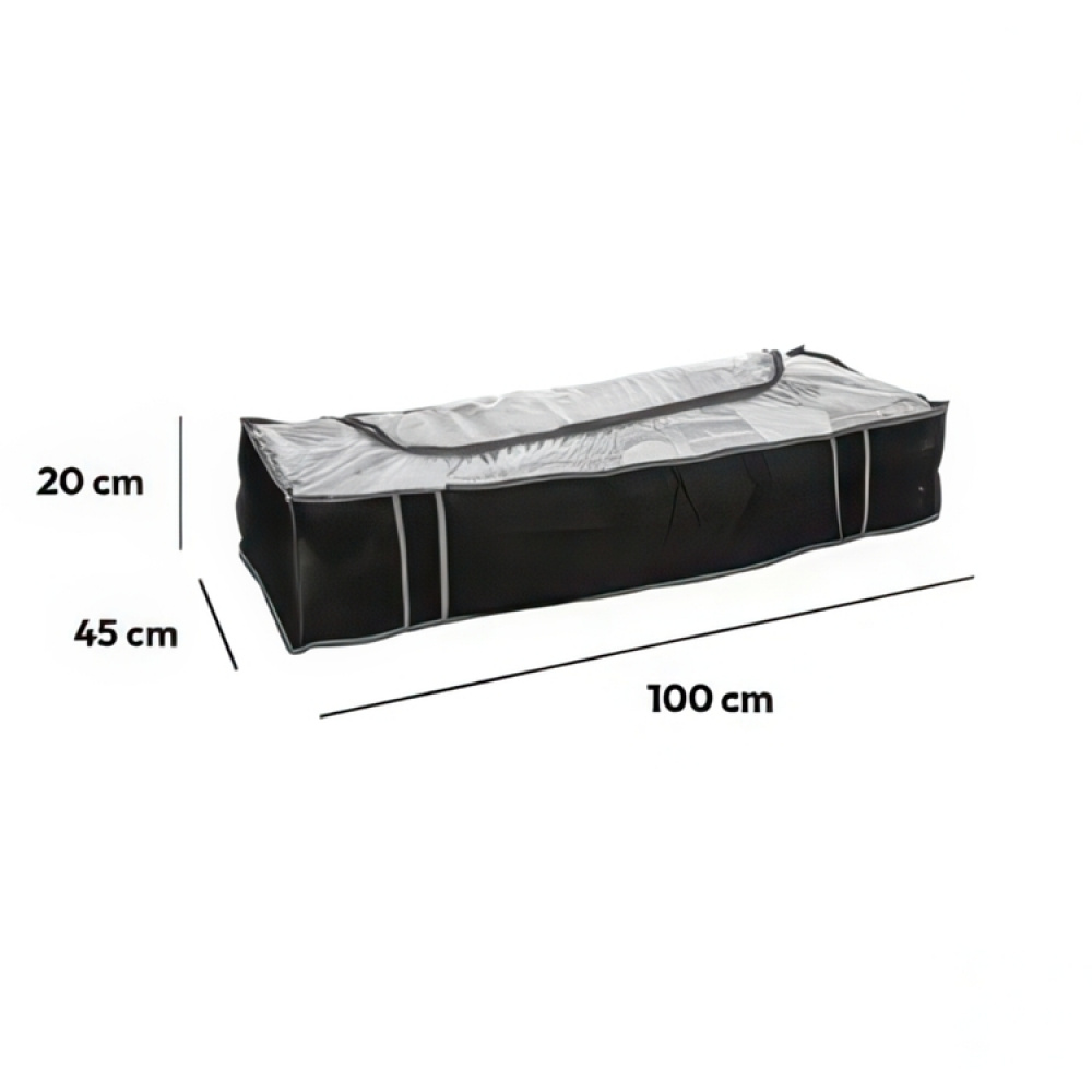 Låda under sängen, Mjuk, DRESSY LARGE, 100 x 45 x H 20 cm, Svart / Klar i gruppen Förvaring / Sovrumsförvaring / Under sängen-förvaring hos SmartaSaker.se (41846)