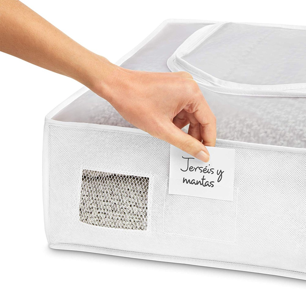 Låda under sängen, Mjuk, NON WOVEN, 45 x 103 x H16 cm, Vit i gruppen Förvaring / Sovrumsförvaring / Under sängen-förvaring hos SmartaSaker.se (41850)
