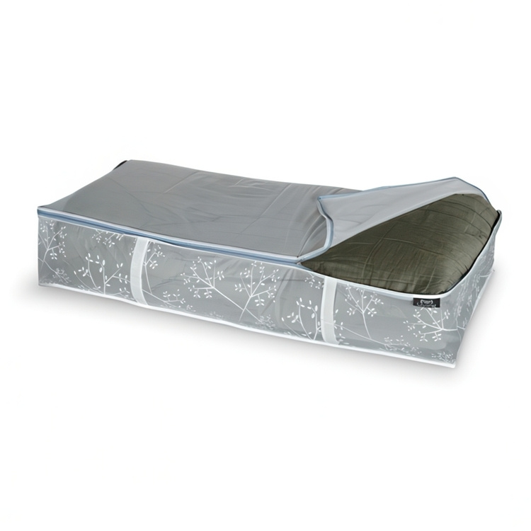 Låda under sängen, mjuk, WHITE LEAF, 95 x 45 x H18 cm, Vit i gruppen Förvaring / Sovrumsförvaring / Under sängen-förvaring hos SmartaSaker.se (41856)