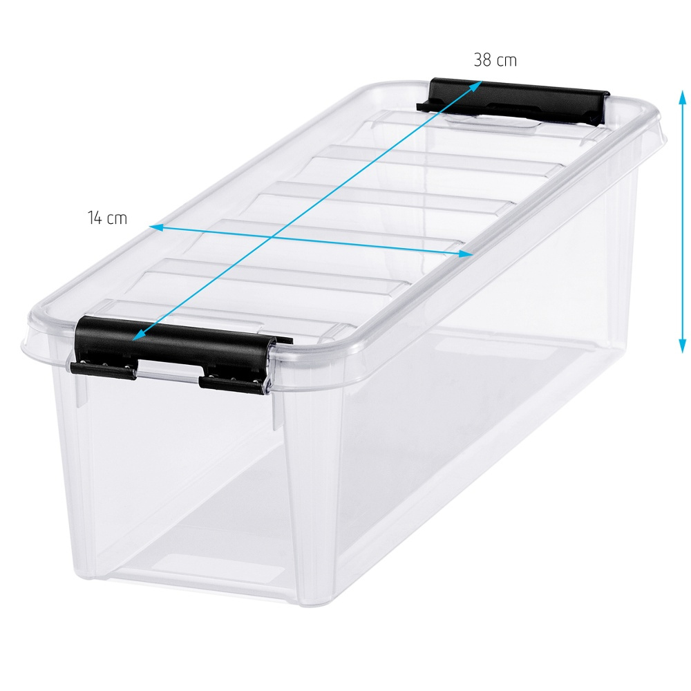 Låda, Långsmal, SMARTSTORE 3,5L, CLASSIC, 38 x 14 x H 11 cm, Transparent / Svart i gruppen Förvaring / Förvaringslådor / SmartStore förvaringslådor hos SmartaSaker.se (41859)