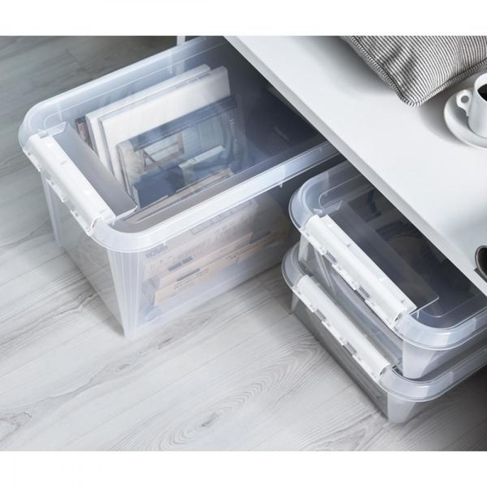 Låda, SMARTSTORE 66L HOME, XL, 59 x 39 x H 43 cm, Transparent / Vit i gruppen Förvaring / Förvaringslådor / SmartStore förvaringslådor hos SmartaSaker.se (41860)