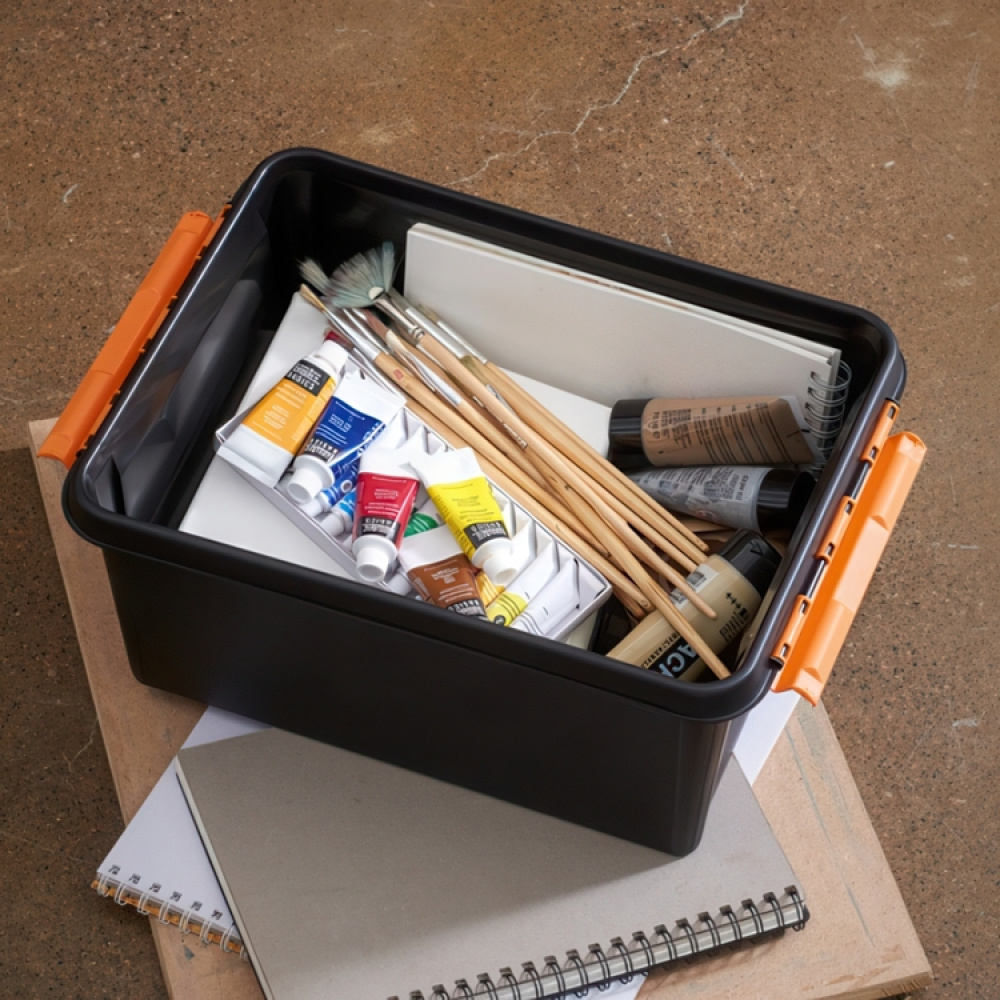 Låda, Extra Tålig, SMARTSTORE 14L PRO, 40 x 30 x H19cm, Svart / Orange i gruppen Förvaring / Populära varumärken / SmartStore hos SmartaSaker.se (41863)