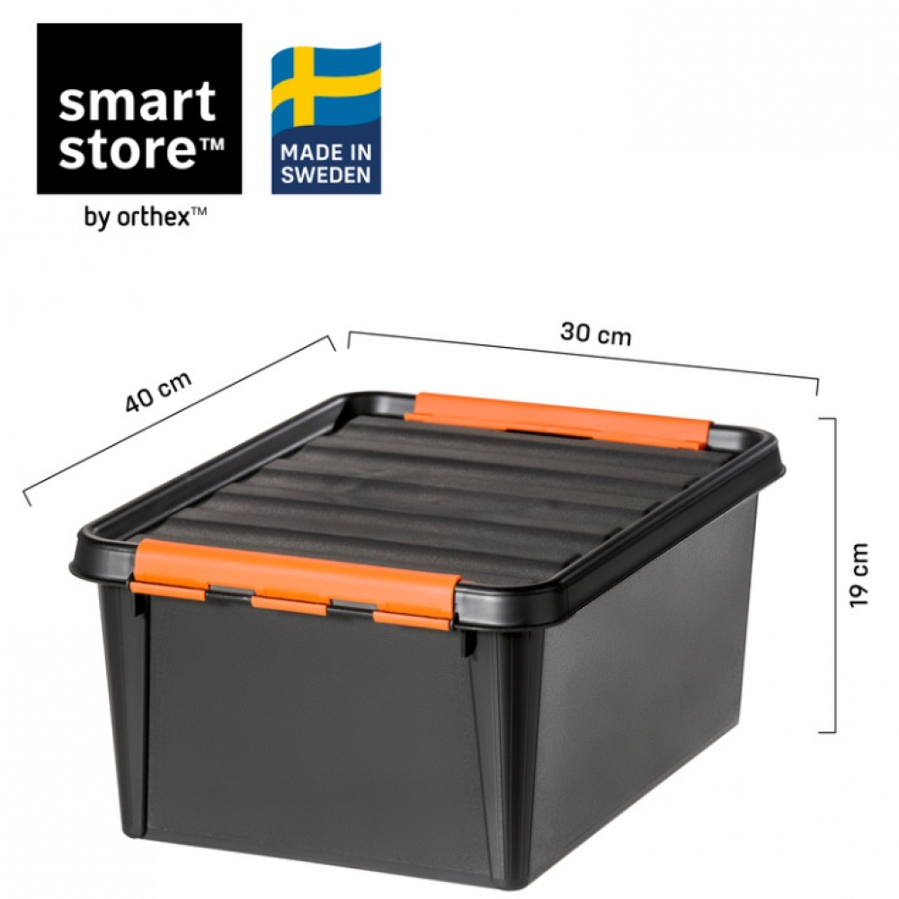 Låda, Extra Tålig, SMARTSTORE 14L PRO, 40 x 30 x H19cm, Svart / Orange i gruppen Förvaring / Köksförvaring / Förvaringslådor och burkar / SmartStore hos SmartaSaker.se (41863)