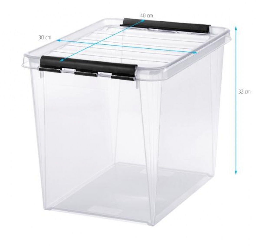 Låda, Hög, SMARTSTORE 25L, CLASSIC, 40 x 30 x H32 cm, Klar / Svart i gruppen Förvaring / Förvaringslådor / SmartStore förvaringslådor hos SmartaSaker.se (41866)