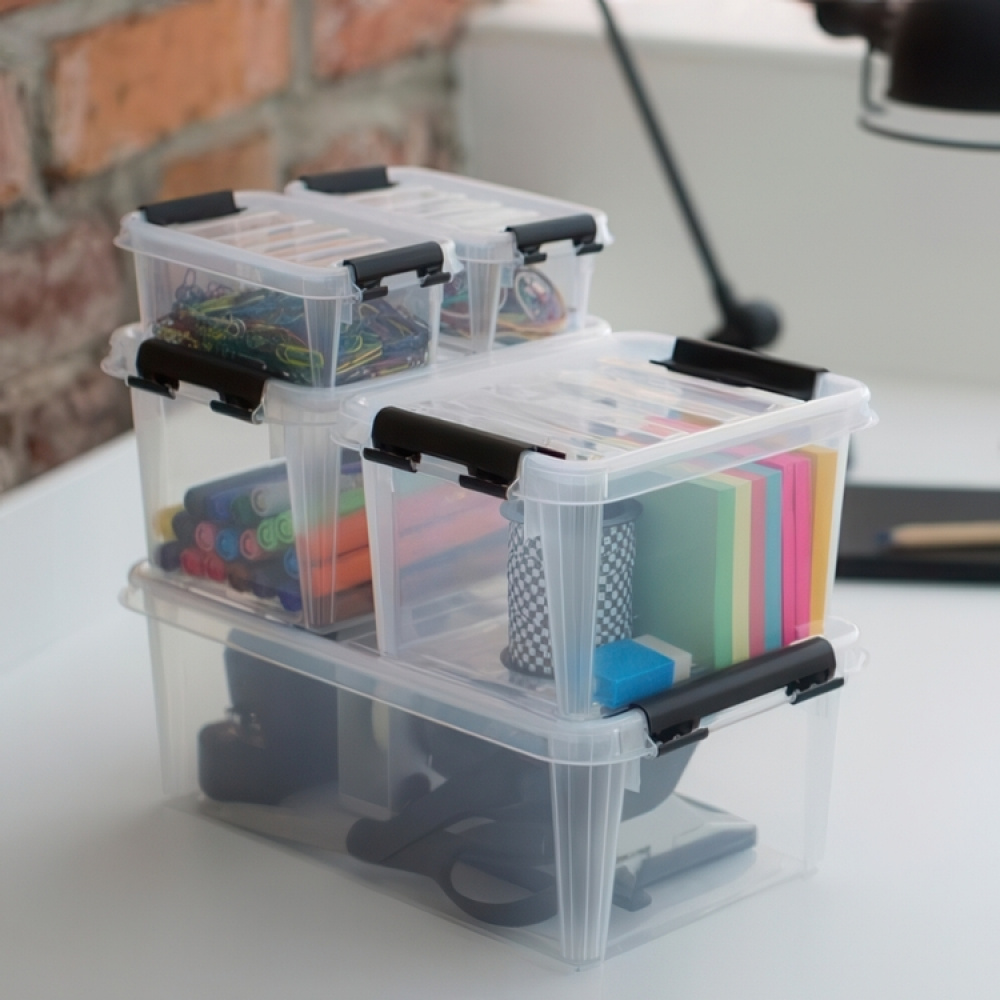 Låda, Liten, SMARTSTORE 4L, CLASSIC, 30 x 19 x H11cm, Klar / Svart i gruppen Förvaring / Förvaringslådor / SmartStore förvaringslådor hos SmartaSaker.se (41869)