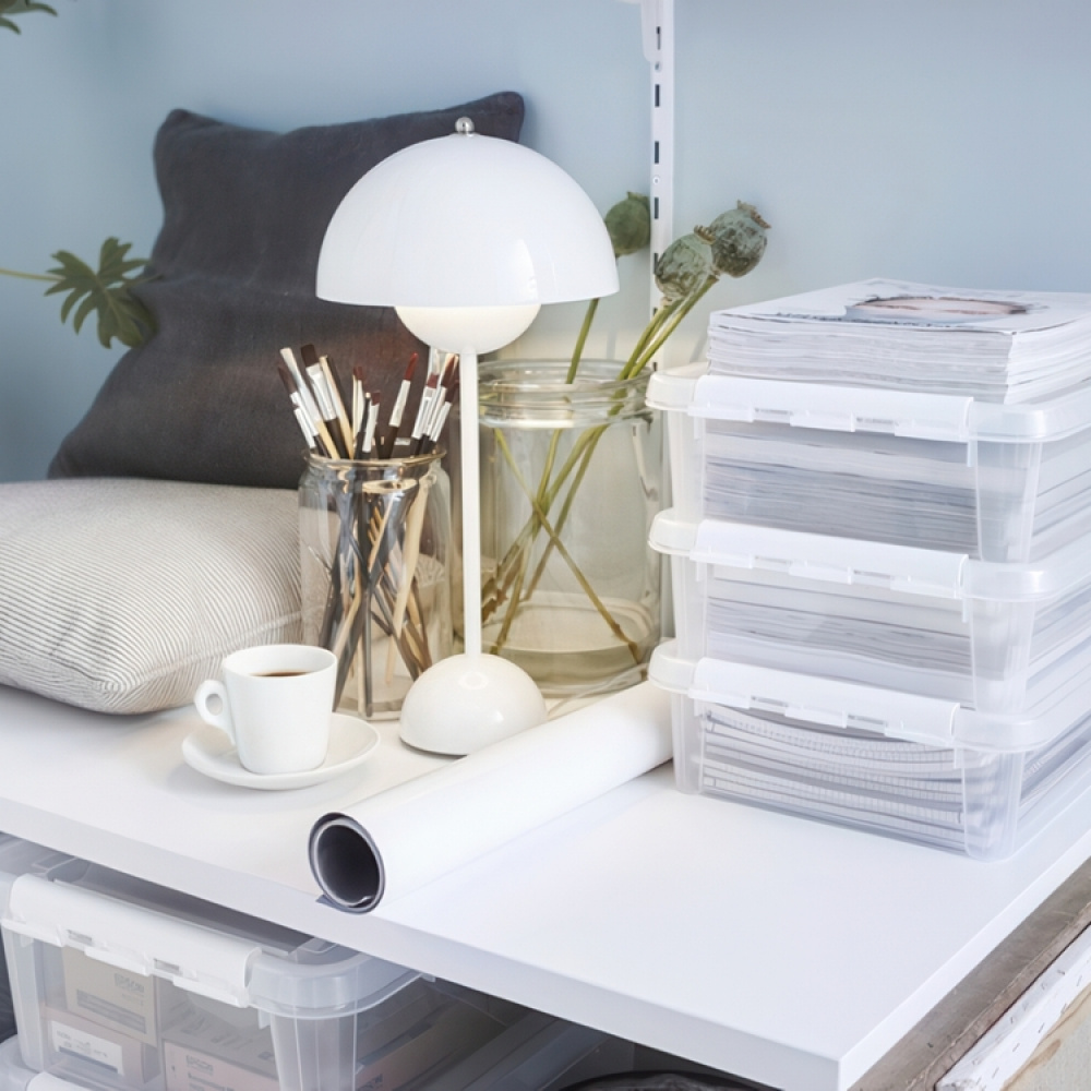 Låda, låg, SMARTSTORE 7,5L HOME, 40 x 30 x H11 cm, Klar / Vit i gruppen Förvaring / Förvaringslådor / SmartStore förvaringslådor hos SmartaSaker.se (41871)
