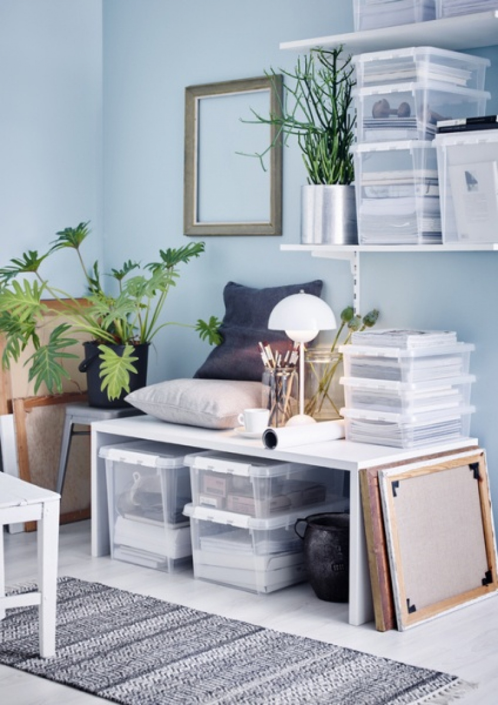 Låda, låg, SMARTSTORE 7,5L HOME, 40 x 30 x H11 cm, Klar / Vit i gruppen Förvaring / Förvaringslådor / SmartStore förvaringslådor hos SmartaSaker.se (41871)