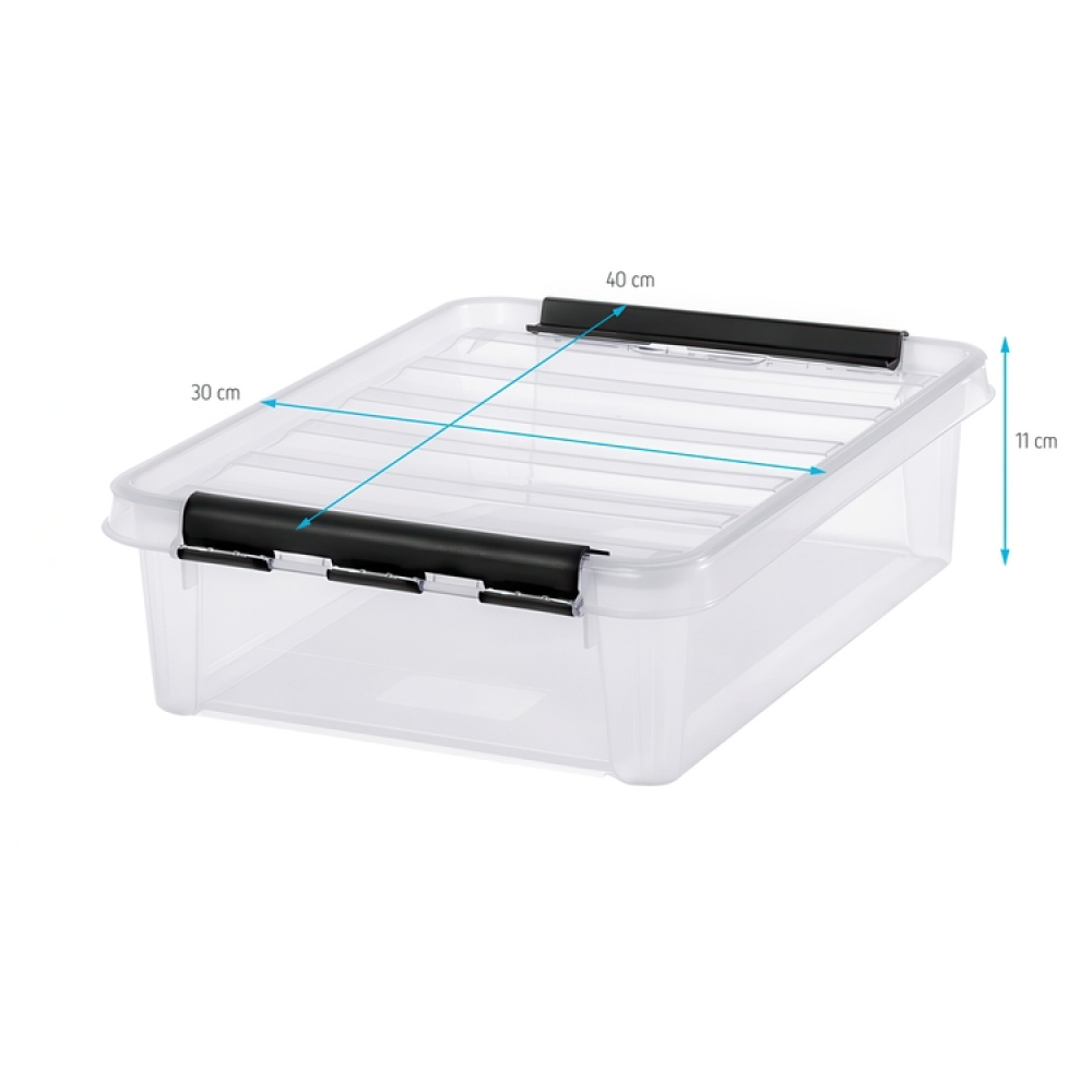 Låda, låg, SMARTSTORE 7,5L, CLASSIC, 40 x 30 x H11 cm, Klar / Svart i gruppen Förvaring / Förvaringslådor / SmartStore förvaringslådor hos SmartaSaker.se (41872)